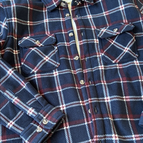 Men's Blue and Red Plaid Shirt Jacket - Picture 2 of 10